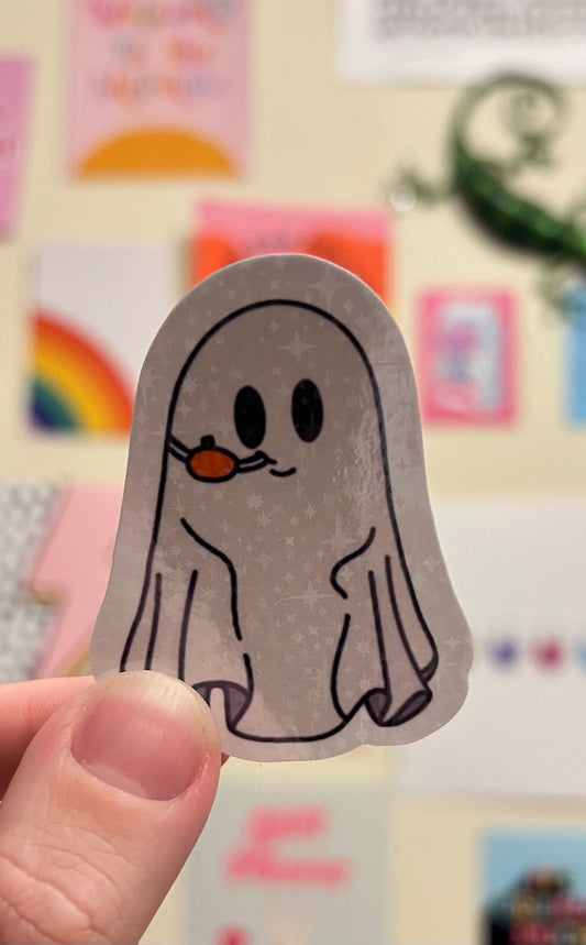 Tubie ghost nasal tube Nj/ng Halloween Holographic Sticker