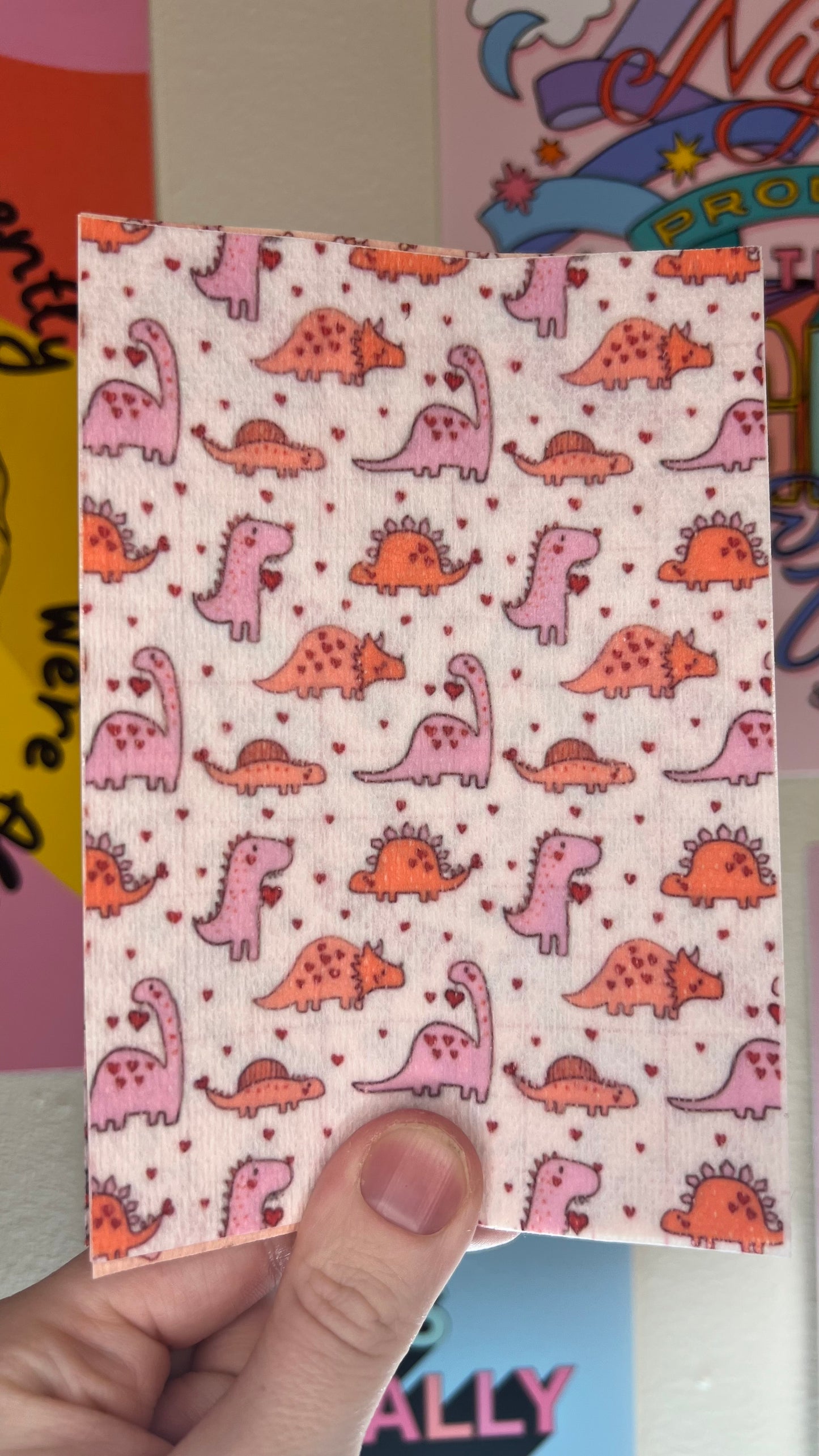 Pink love hearts dinosaurs Tubie tape