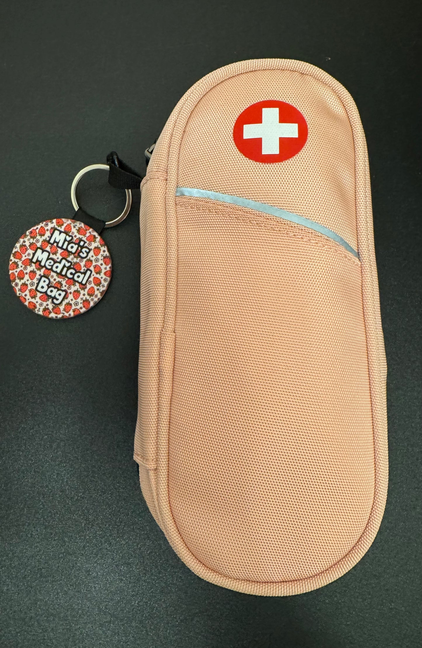 Strawberries Mini personalised bag tag- “your NAME! Medical bag” 5cm medical bag tag!