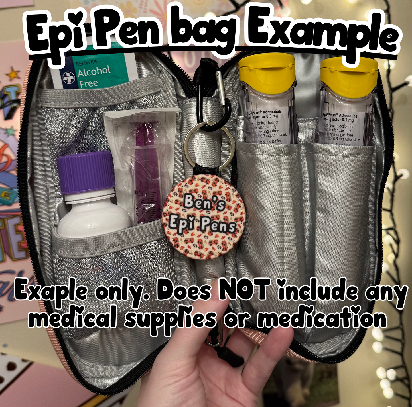 travel meds case with personalised name medical tag (medical supplies NOT included)