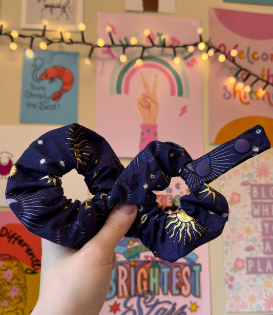 Celestial Sun, moon and stars Mini tubie scrunchies
