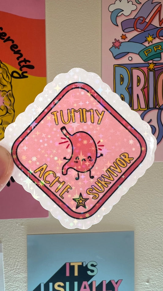 Girl Guiding parody Holographic Sticker badge tummy ache survivor