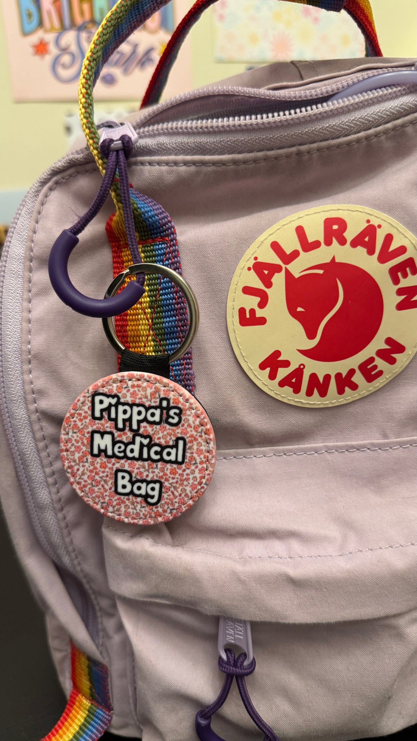 Floral pink Mini personalised bag tag - “your NAME! Medical bag” 5cm medical bag tag!