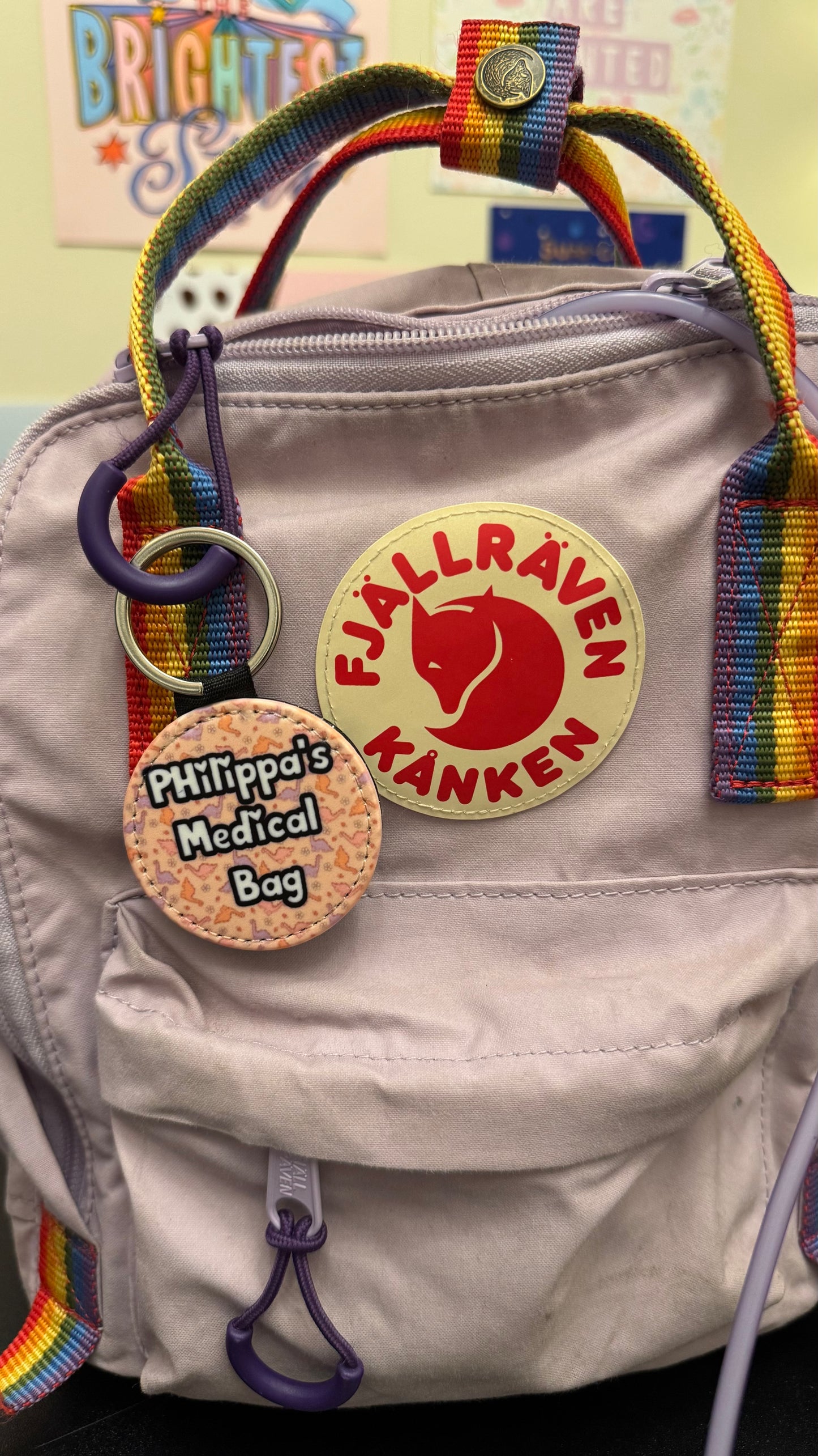 Pink dinos Mini personalised bag tag- “your NAME! Medical bag” 5cm medical bag tag!