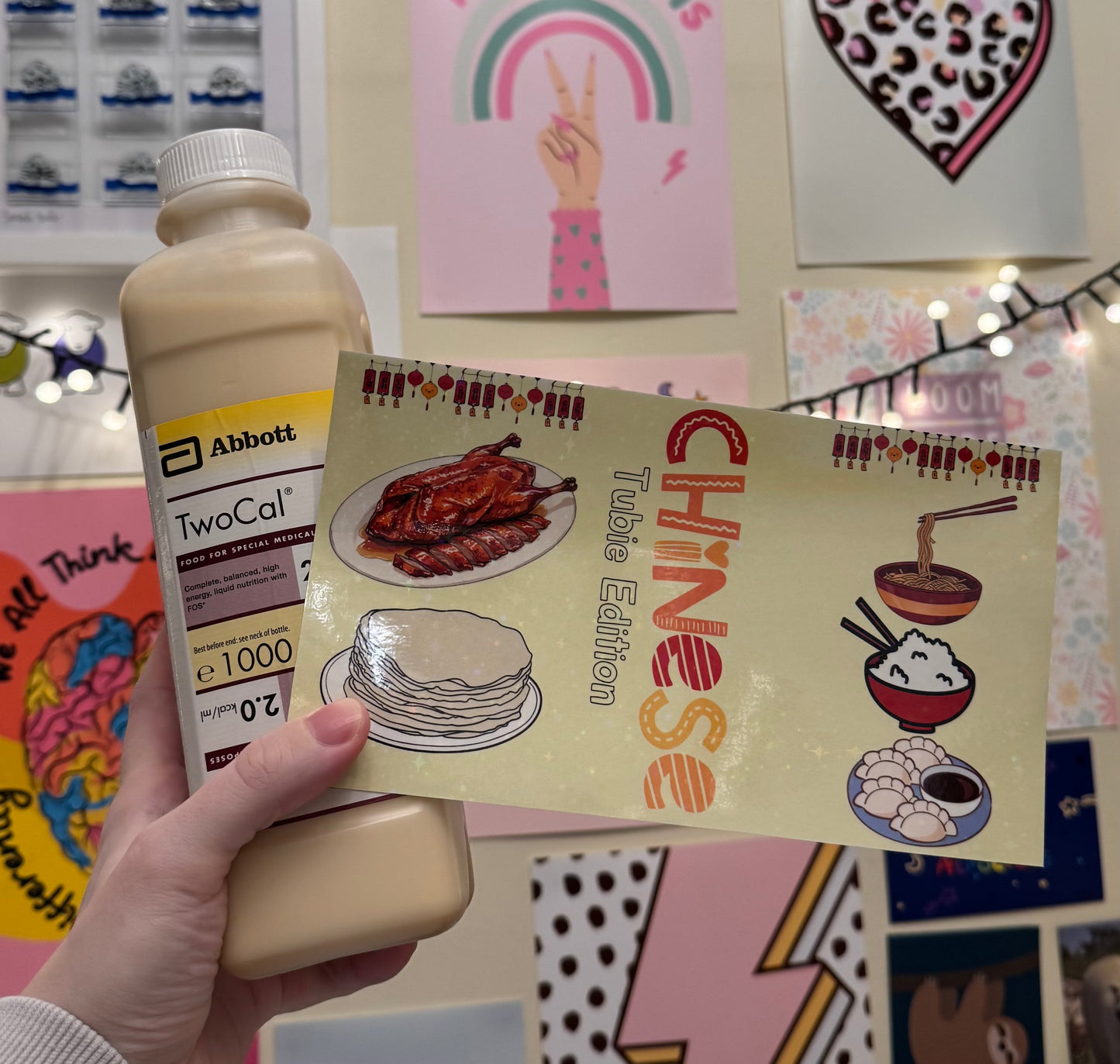 (ABBOTT 1L) Chinese takeaway Tubie edition - Foodie al Tubie feed bottle stickers