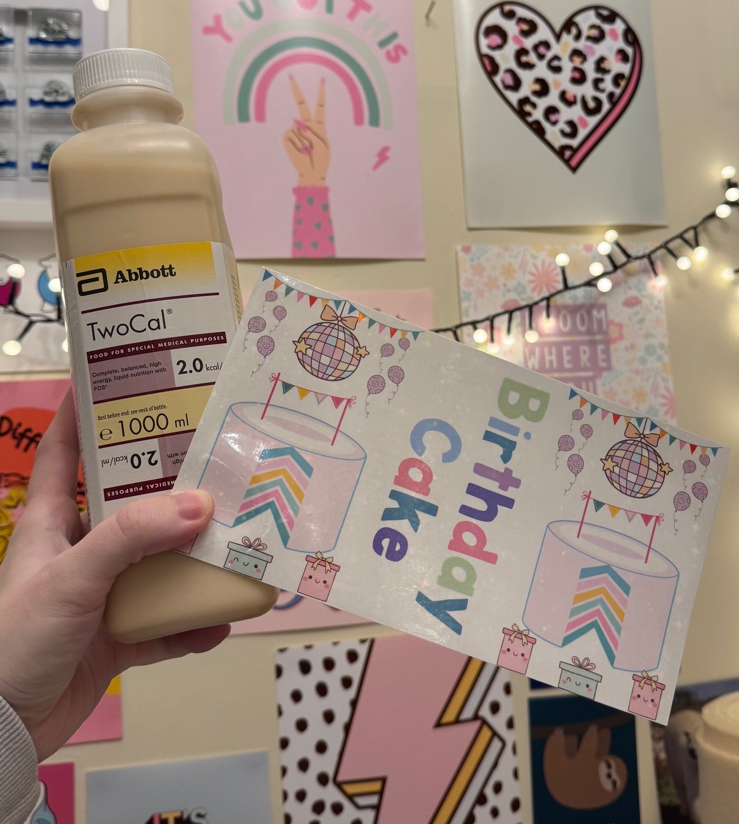 (ABBOTT 1L) birthday cake Tubie edition - Foodie al Tubie feed bottle stickers