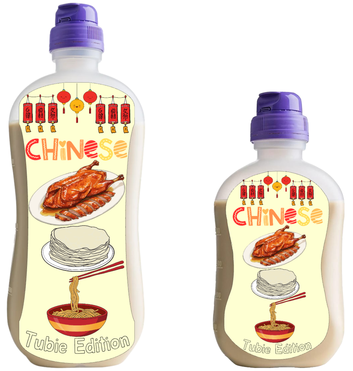Nutricia Chinese duck, pancakes and noodles tubie edition - Foodie al Tubie feed bottle stickers