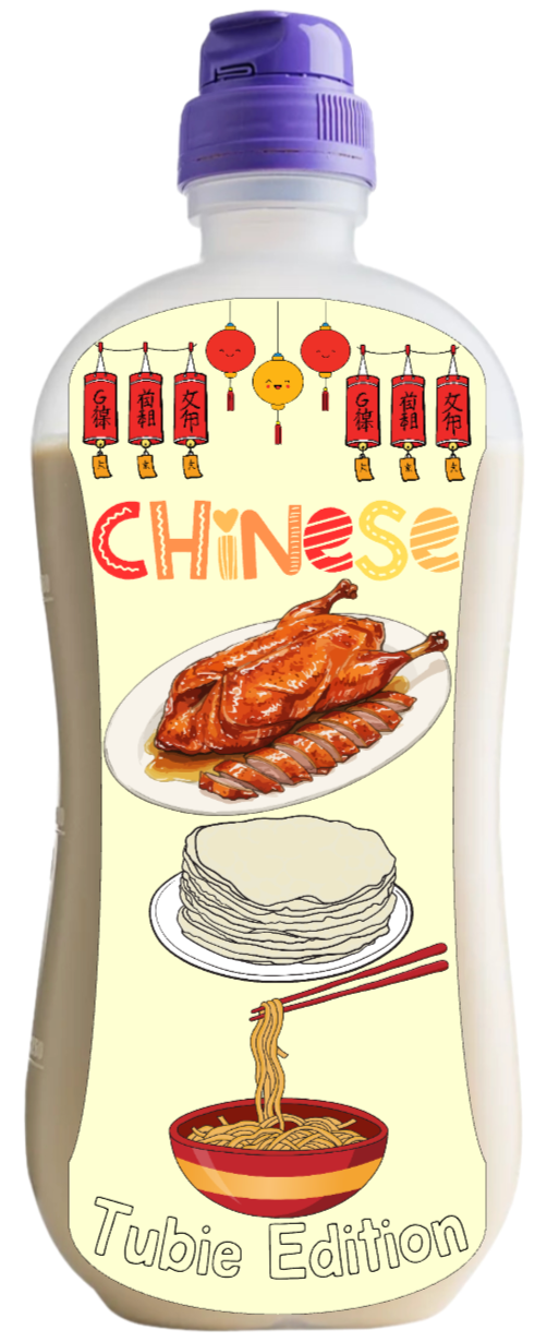 Nutricia Chinese duck, pancakes and noodles tubie edition - Foodie al Tubie feed bottle stickers