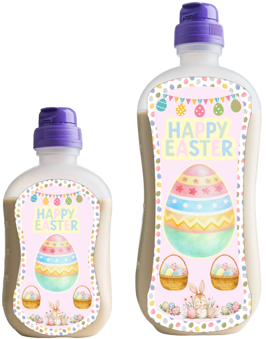 Easter Egg Bottle sticker Nutricia, and nestle 1l and 500ml sticker size tubie edition - Foodie al Tubie feed bottle stickers